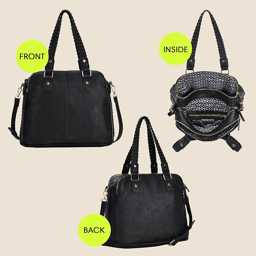 Amazon.com: Antik Kraft Roxanne Satchel (Black) - Vegan Leather